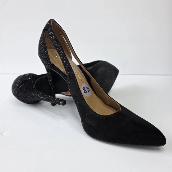 JESSICA SIMPSON Women's Primista D’Orsay Pump 8.5 Black Rhinestone Pointed - Picture 2 of 14